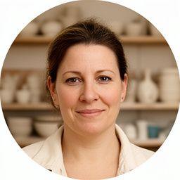 Rosa Müller an der Töpferscheibe in der Zürcher Werkstatt
